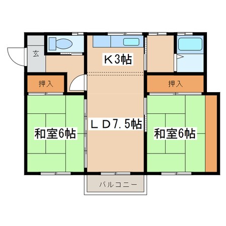 貝塚2-6-44テラスハウスの物件間取画像